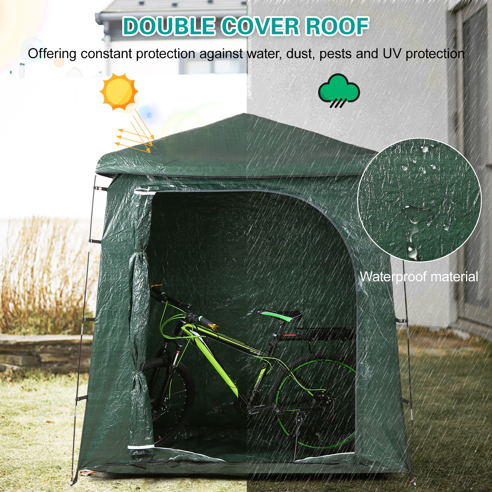 Cheap Goat Tents Waterproof Mountain Bike Tent Outdoor Bicycle Storage Shed Bike Tent Space Saving Bicycle Garden Pool Storage Cover Shelter Tents 